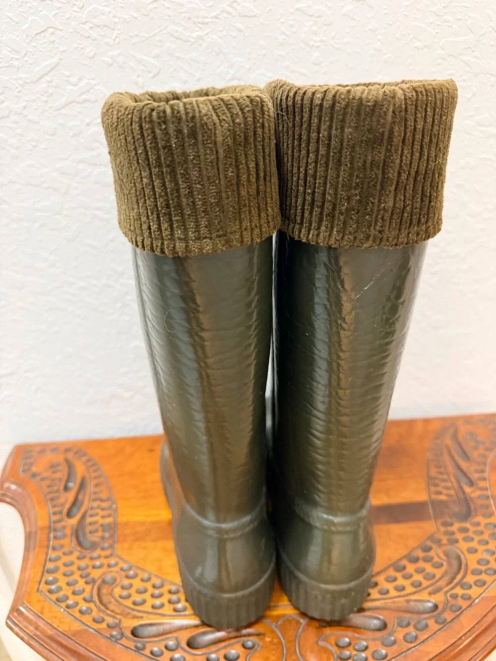 Aigle Fur-Lined Rubber Boots – Military Green Rain Boots EU 38‎